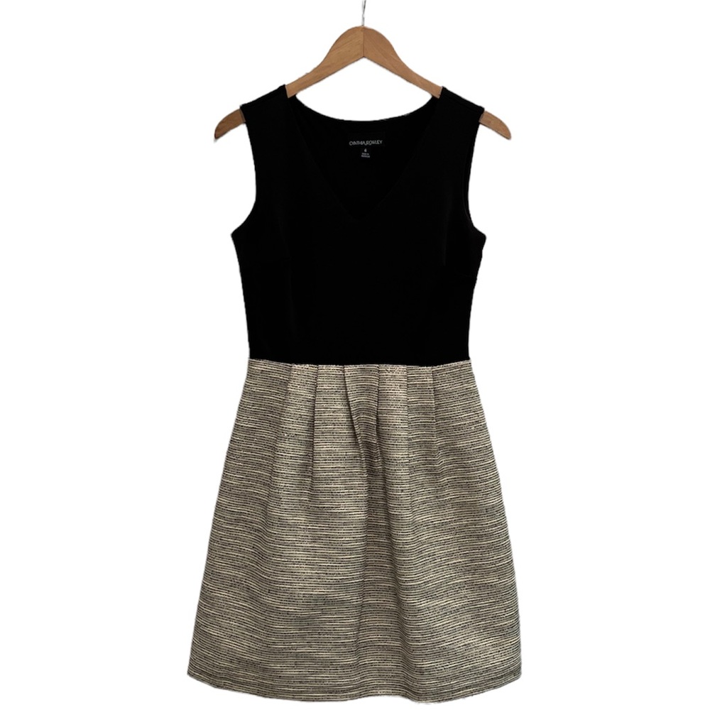 Black and Gold Sparkle Tweed Cocktail Dress